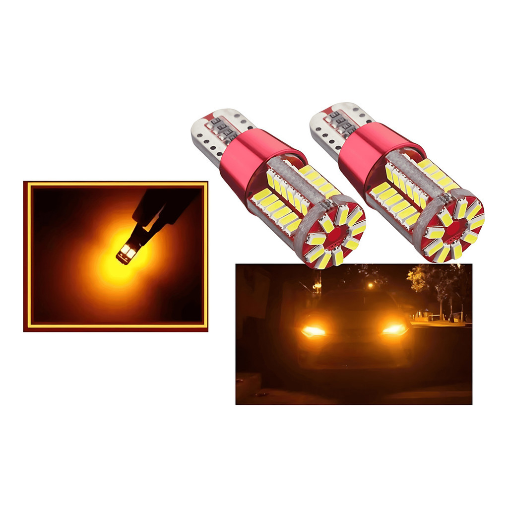 Lâmpadas Pingo T10 57 Leds W5w Canbus Canceler Laranja Ambar