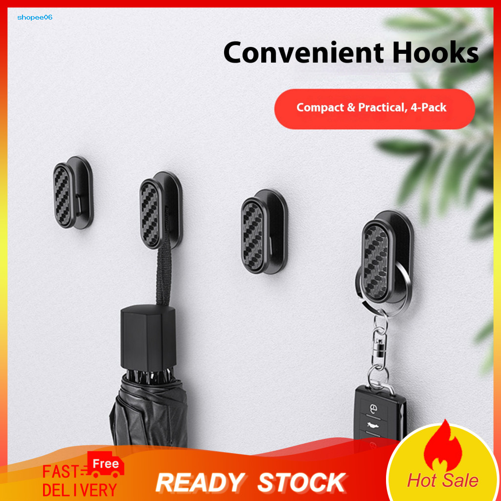 Impact-resistant Car Accessories Organization 4pcs Hidden Hooks Abs Adhesive Back Seat Organizer for Masks Chargers Mult