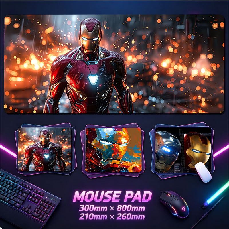 Grande Borracha Gaming Mouse Pad Homem De Ferro Multi Layout Capacete Fogos De Artifício Impressão A Óleo Antiderrapante