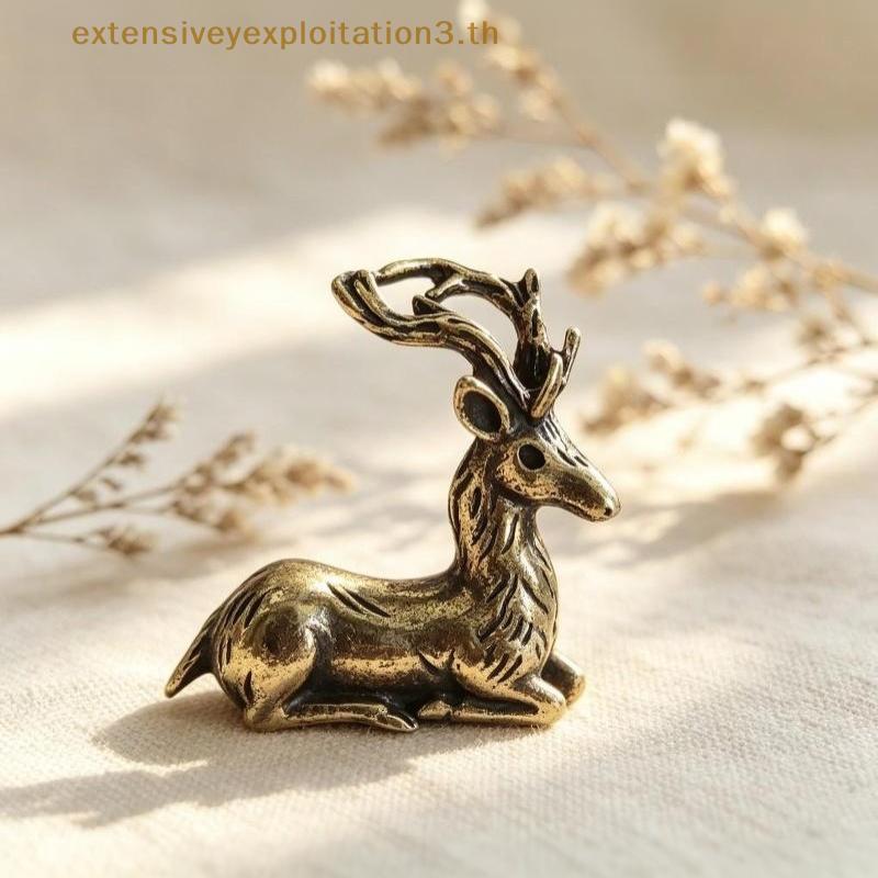 Home EE Retro Bronze Sika Deer Ornament Mini Estatueta Vintage Para Micro Paisagem Desktop Office Decor Exclusivo Estátu