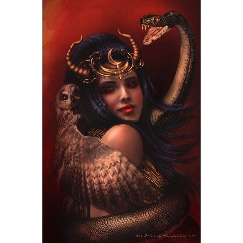 QUADRO DECORATIVO PLACA MDF-LILITH COM COBRA E CORUJA