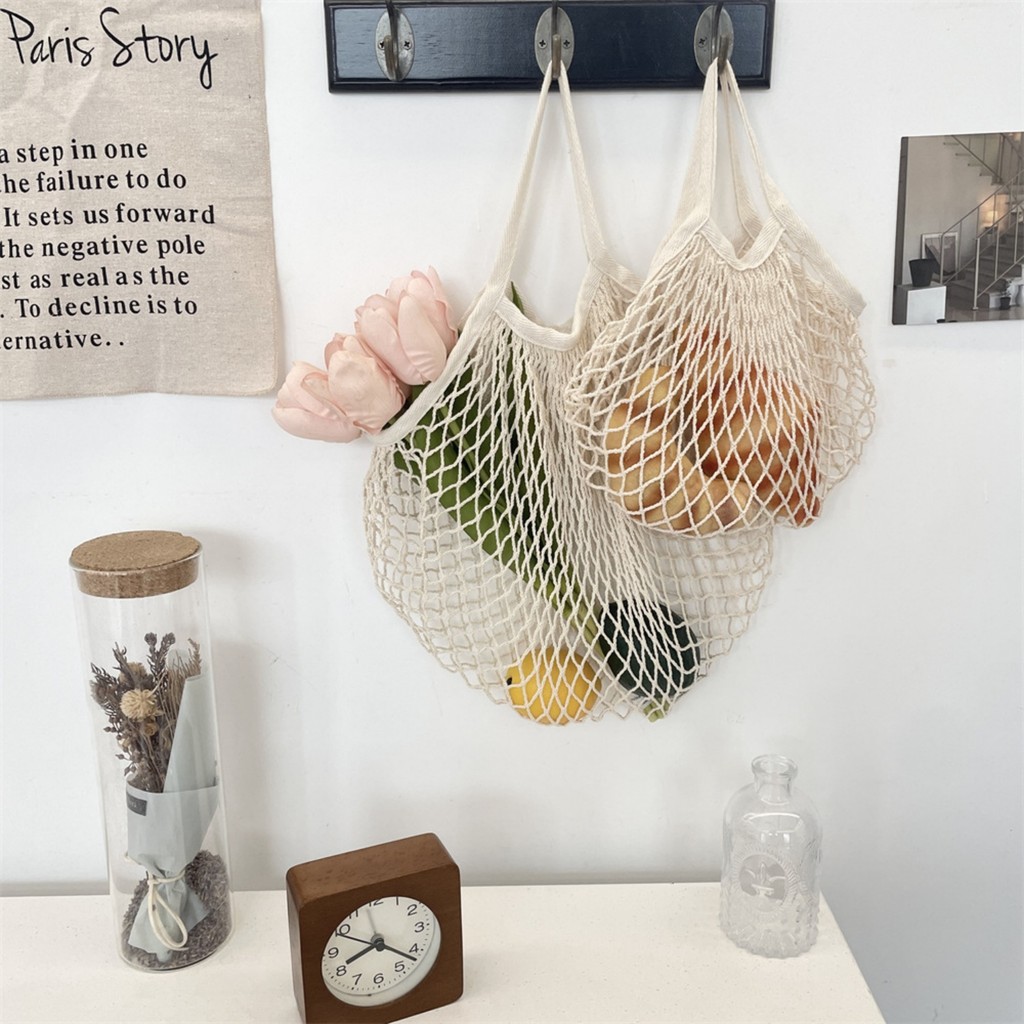 You saco de madeira tecido frutas Net bolso bolsa de ombro compras Fishnet saco portátil aberto oco saco jogar praia sac
