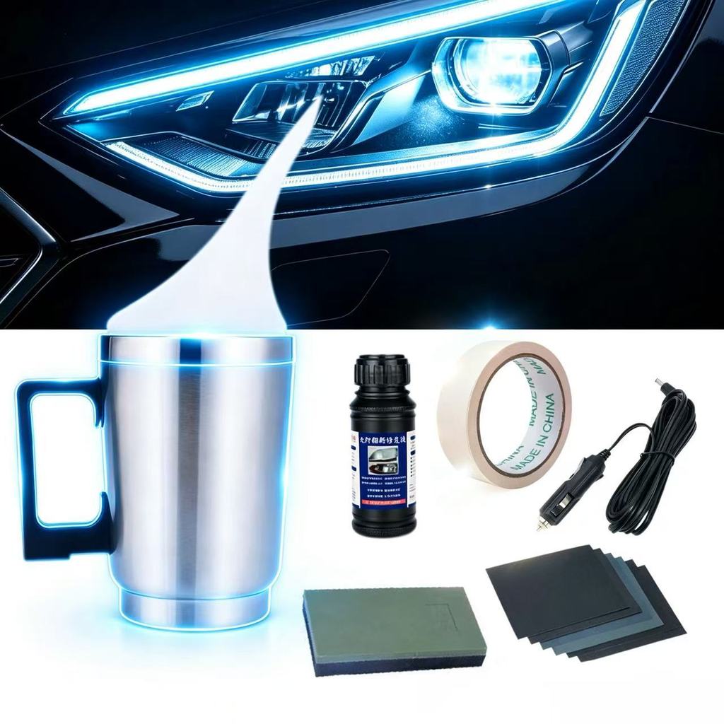 Headlight Revitalizing Polymer with Steam Polishing Cup - Removes and Cleans Yellowing Polymer Car Motorcycle Polishing