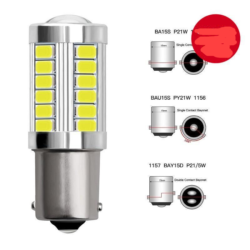 1 PCS PY21W P21/5W 1156 Ba15s 1157 Bay15d para Lâmpadas LED de Carro Luz de Sinalização 12V 33SMD 7000K Branca Luz