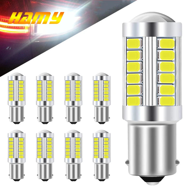 2/4/8 PCS Lâmpadas LED P21W 1156 BA15S 1157 BAY15D para Sinalização de Direção 12V 5630-33SMD 7000K Branco Luzes de Ré,