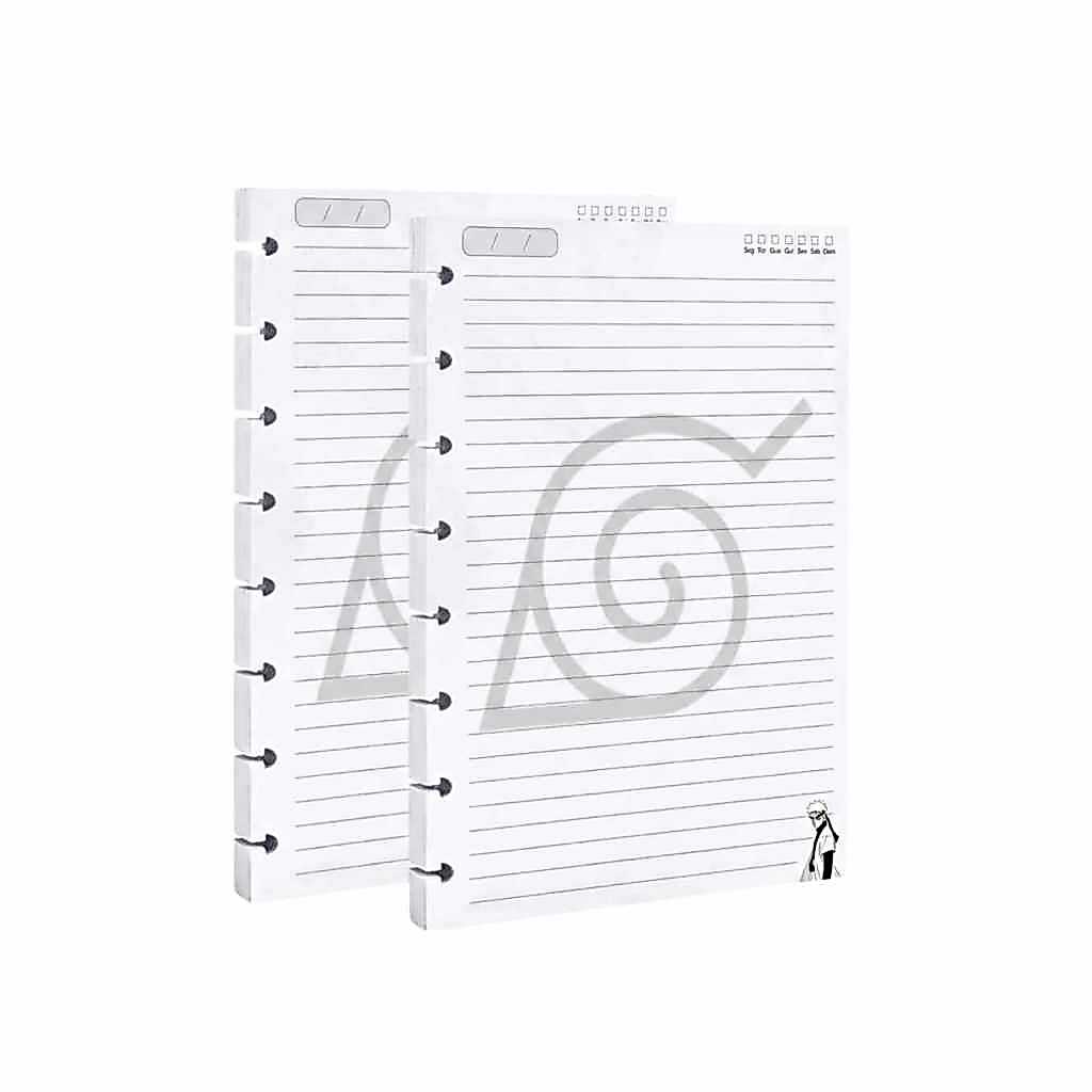 REFIL  Genérico Naruto Pautado DUAS colunas / Compatível Caderno Discos / Inteligente 100 Folhas Grande 11 Furos 90g