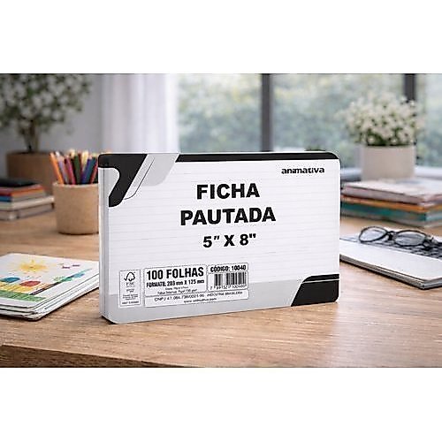 Ficha Pautada 5'' x 8'' 100 Folhas