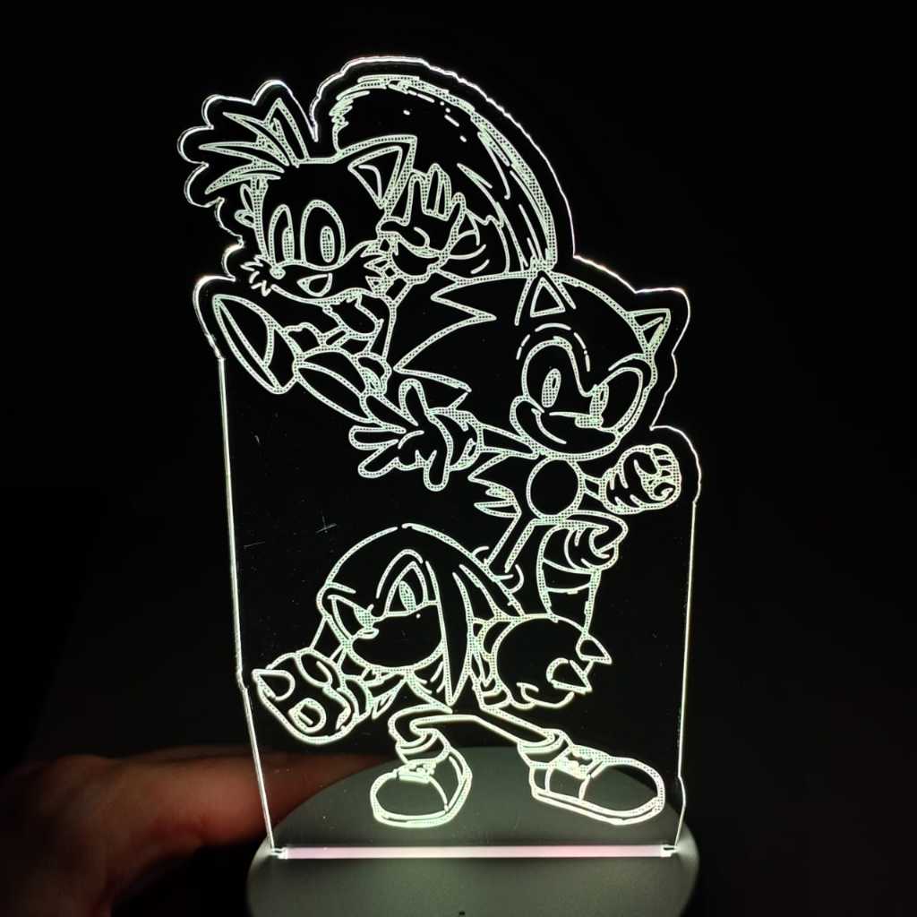 Abajur Luminária Sonic Tails Knuckles Led 3D de Mesa Ac0213 Presente Criativo Luz Noturna infantil menino menina bebê