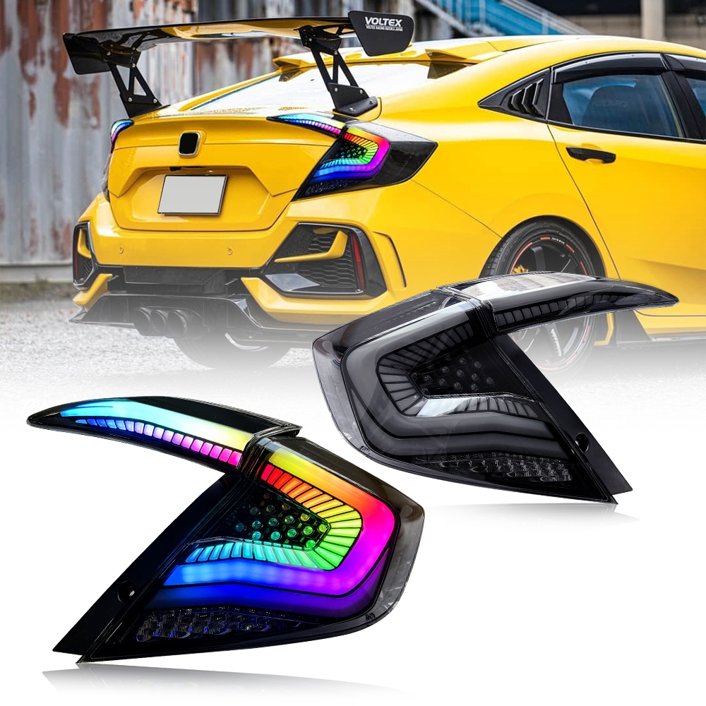 10ª geração Honda Civic - Taillights , 2018-2021 Starry Sky Edition RGB Fashion LED Rear Tail Light/DRL/Sinal de viragem