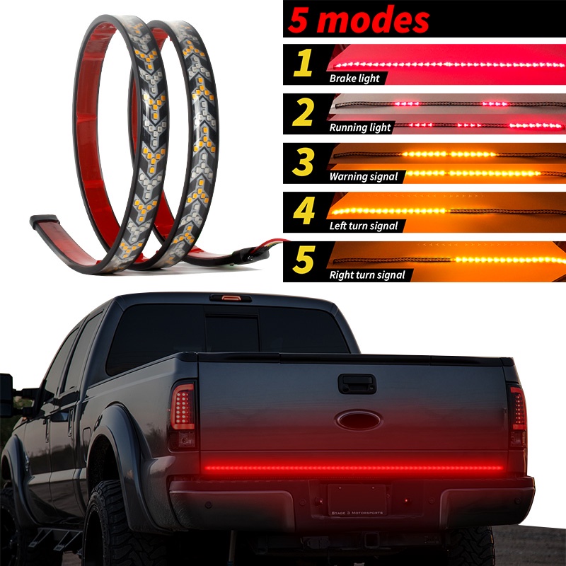 12V 24V Carro LED Tail Light Strip Para Pickup Reboque SUV Barra De Luz Da Porta Traseira Do Drving Braking Farolamento Turn Signal Luzes 100 120 150 200 Centímetros