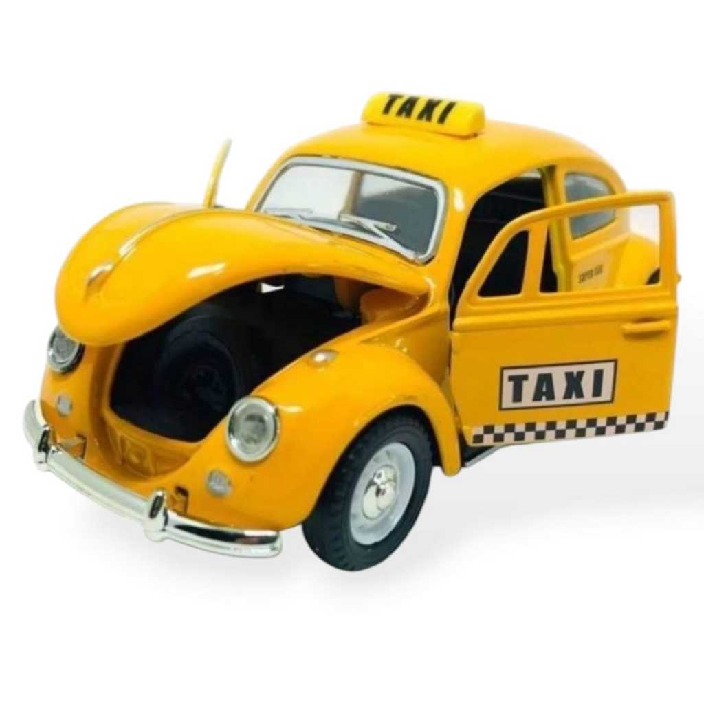 Carrinho Miniatura Fusca Fricção Fusquinha Taxi Coleção Clássicos 1/32 Promoção