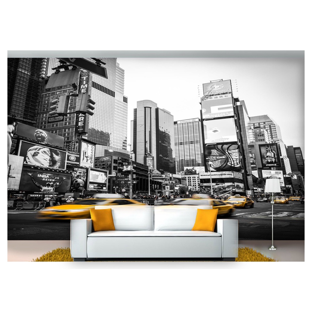 papel de parede Cidade prédios Ny taxi 3D m² NCD169