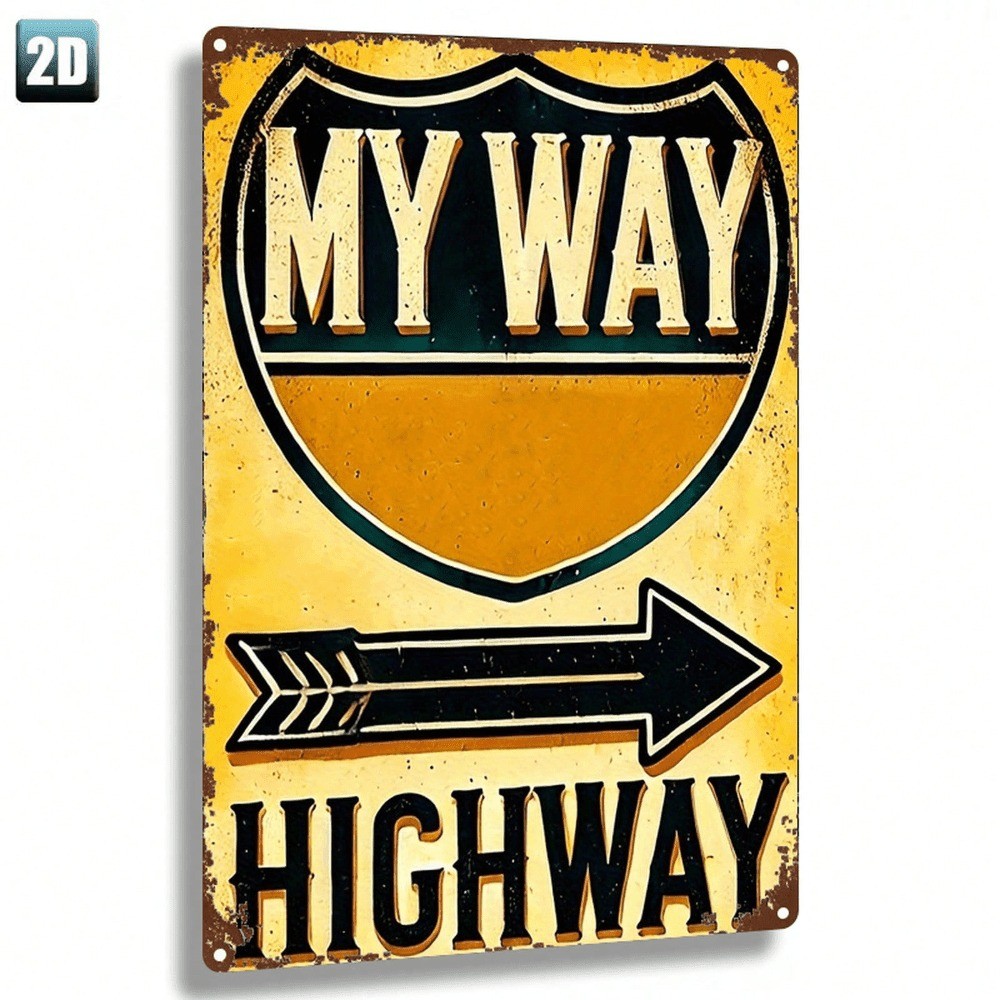 CIFbuy Highway Metal Sign Vintage 2D Flat 8x12 Polegadas Retro Square Iron Wall Decor , 1 Peça Impressa Placa De Lata Li