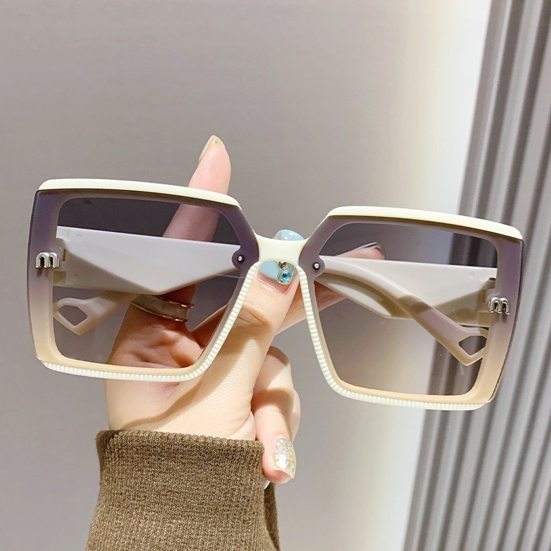 Óculos De Sol Gradiente De Tamanho Superior Para Mulheres Vintage Big Frame Square Ladies Brown Pink Eyewear Shades UV400
