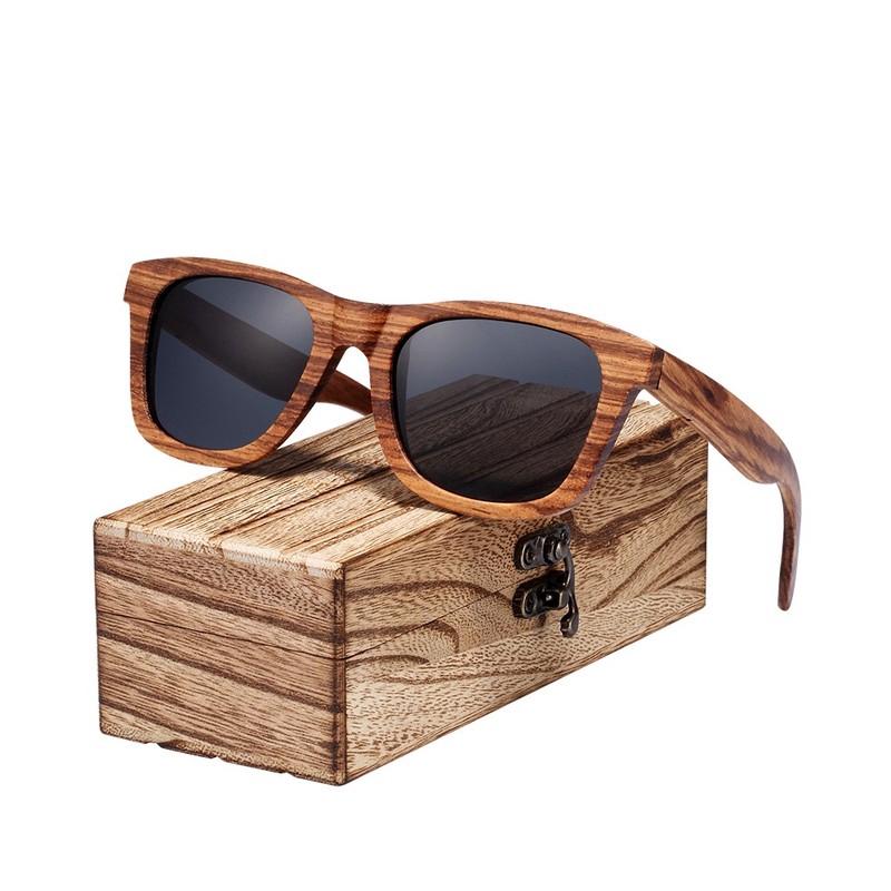 Óculos De Sol Fashion Square , Black Walnut Polarized Vintage Proteção UV Eyewear