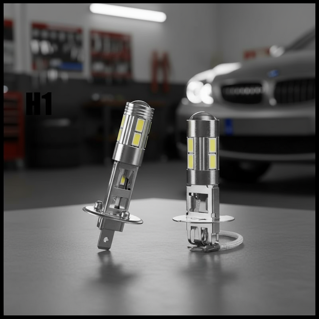 2PCS Lâmpadas LED H1 H3 6000K Branco 10-SMD 5630 para Neblina e Condução em Carros DRL
