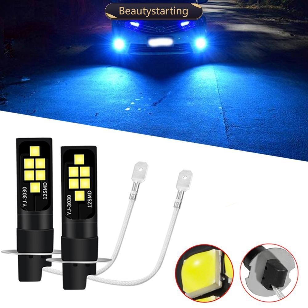 BEAUTYSTARTING 2Pcs Lâmpada LED 3030 12SMD 6000K De Nevoeiro Branca H3 Para Carro DRL Freio P9V4