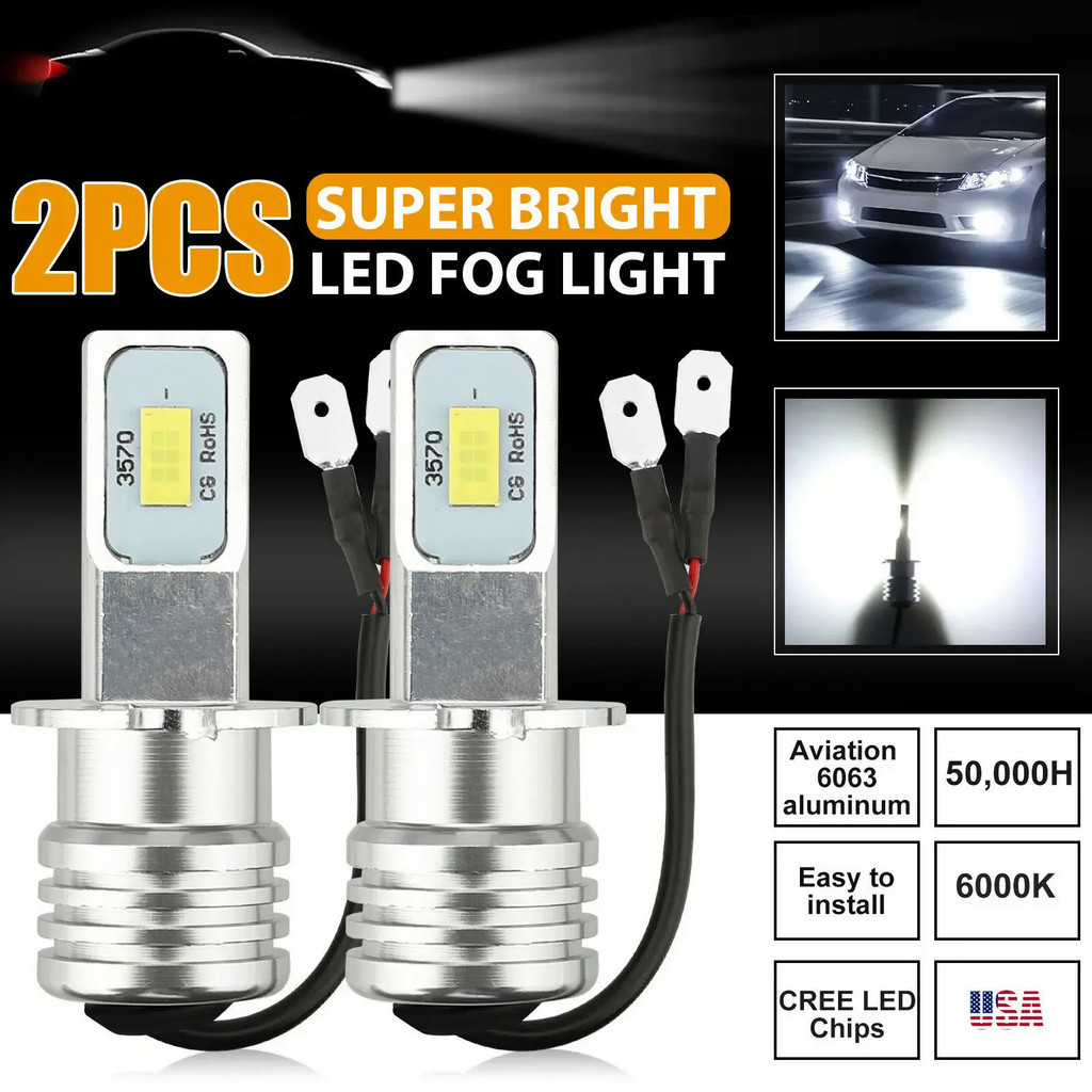 2Pcs H3 Lâmpadas Led De Nevoeiro Para Carro DRL H1 H8 9005 9006 H4 H7 Lâmpada Automática 6000K 80W 12V 24V 3750 Chips