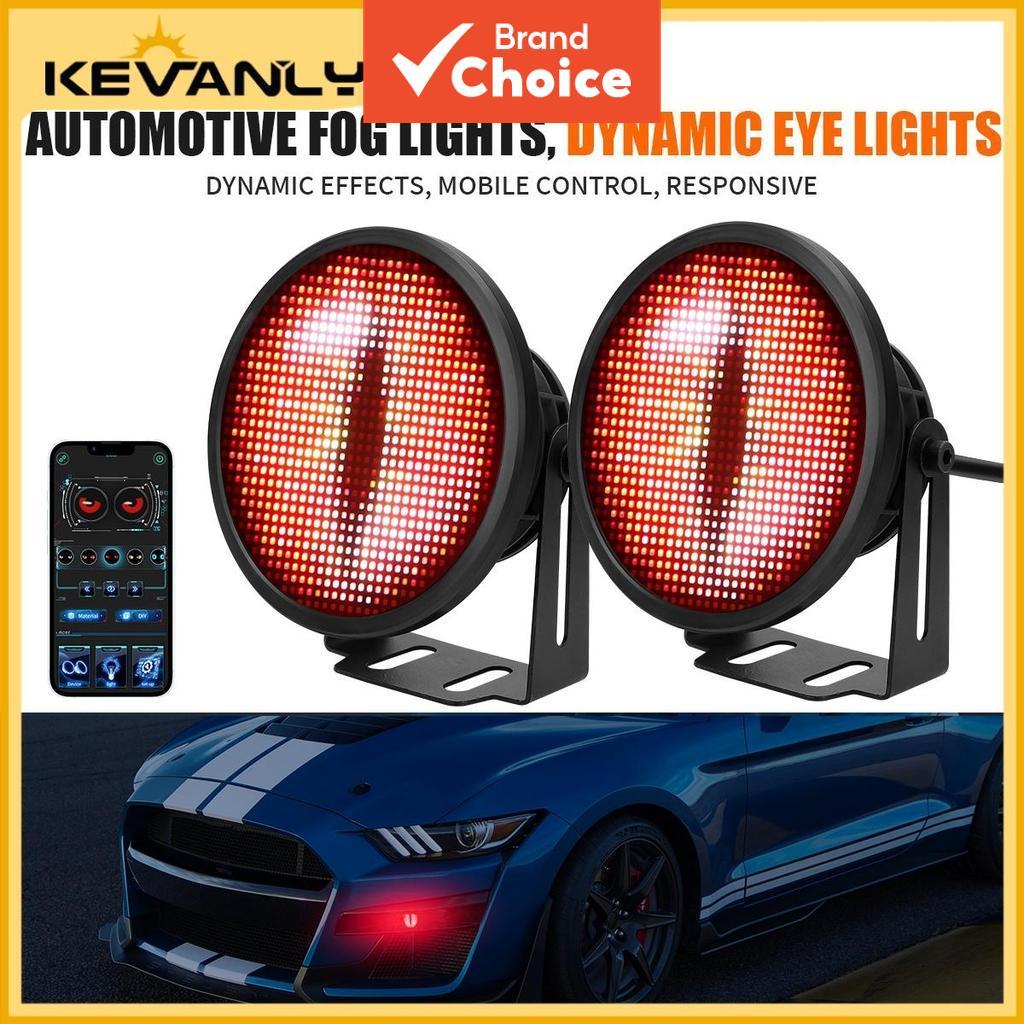 Kevanly 2pcs 3in LED Drl Faróis De Neblina Dinâmicos Olhos De Anjo Tela De Controle De Aplicativo Piscar 12v-24v