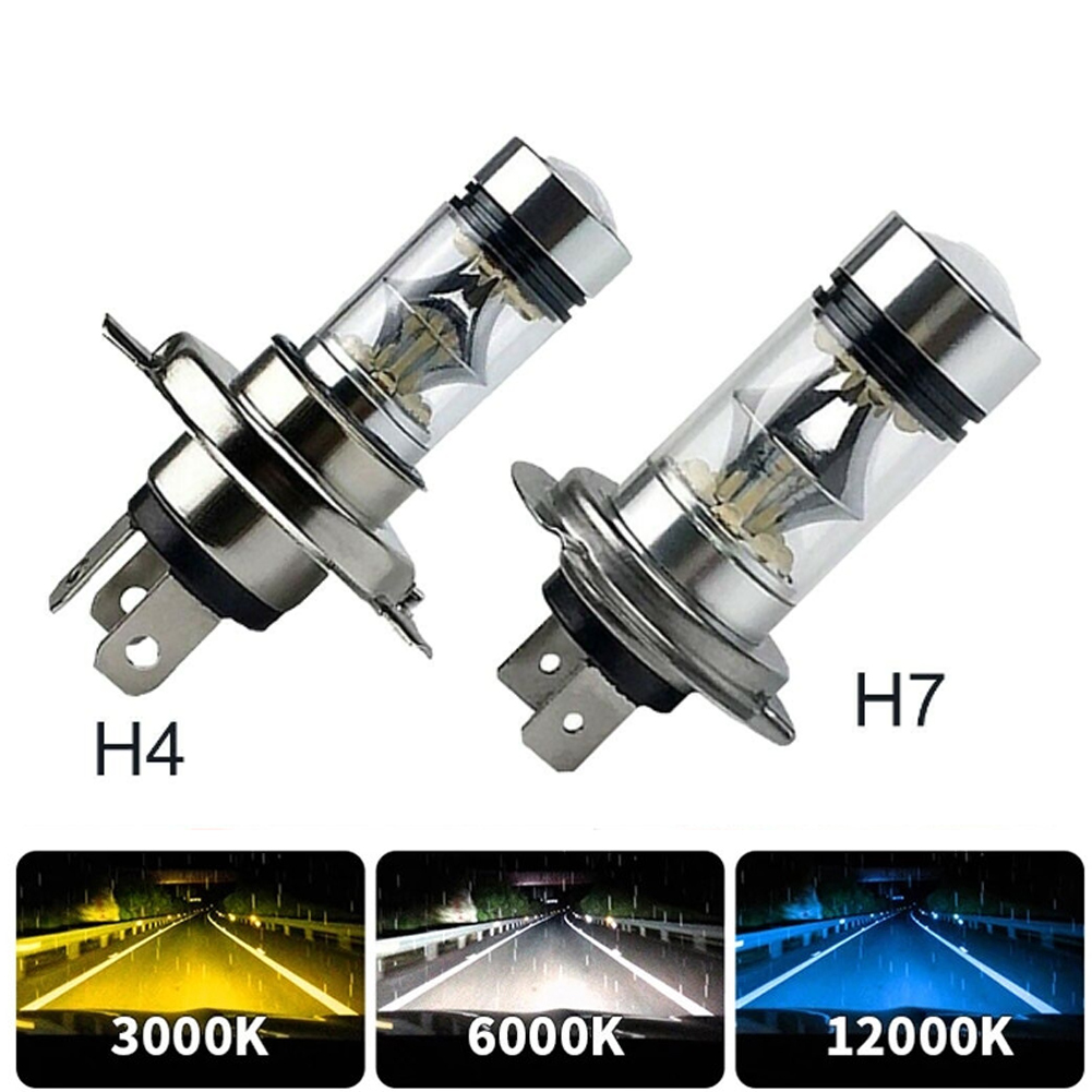TCYATO 2Pcs H7 H4 Super Brilhante 100W LED Farol Neblina DRL Lâmpadas Feixe Alto/Baixo 6000K Branco H8 H9 H11 9005 9006