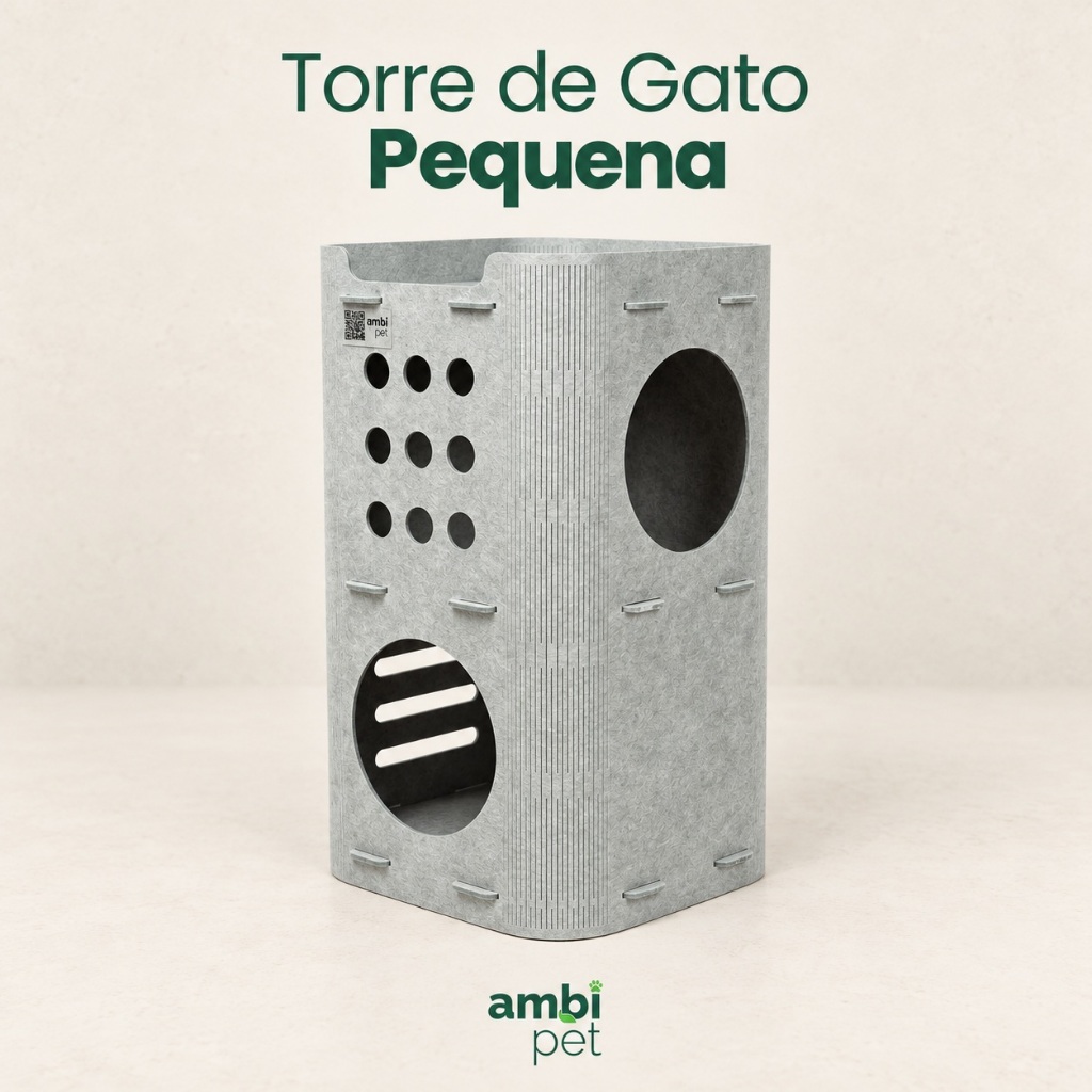Torre de Gato Pequena Ambipet Sustentável Arranhador Playground 95% Reciclada Resistente para Gatos Interior