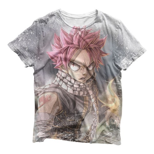 Camiseta Camisa Anime Fairy Tail Blusa Natsu 4k Tu
