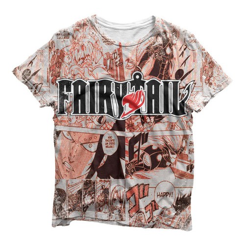 Camiseta Camisa Anime Fairy Tail Logo Mangá Vermel