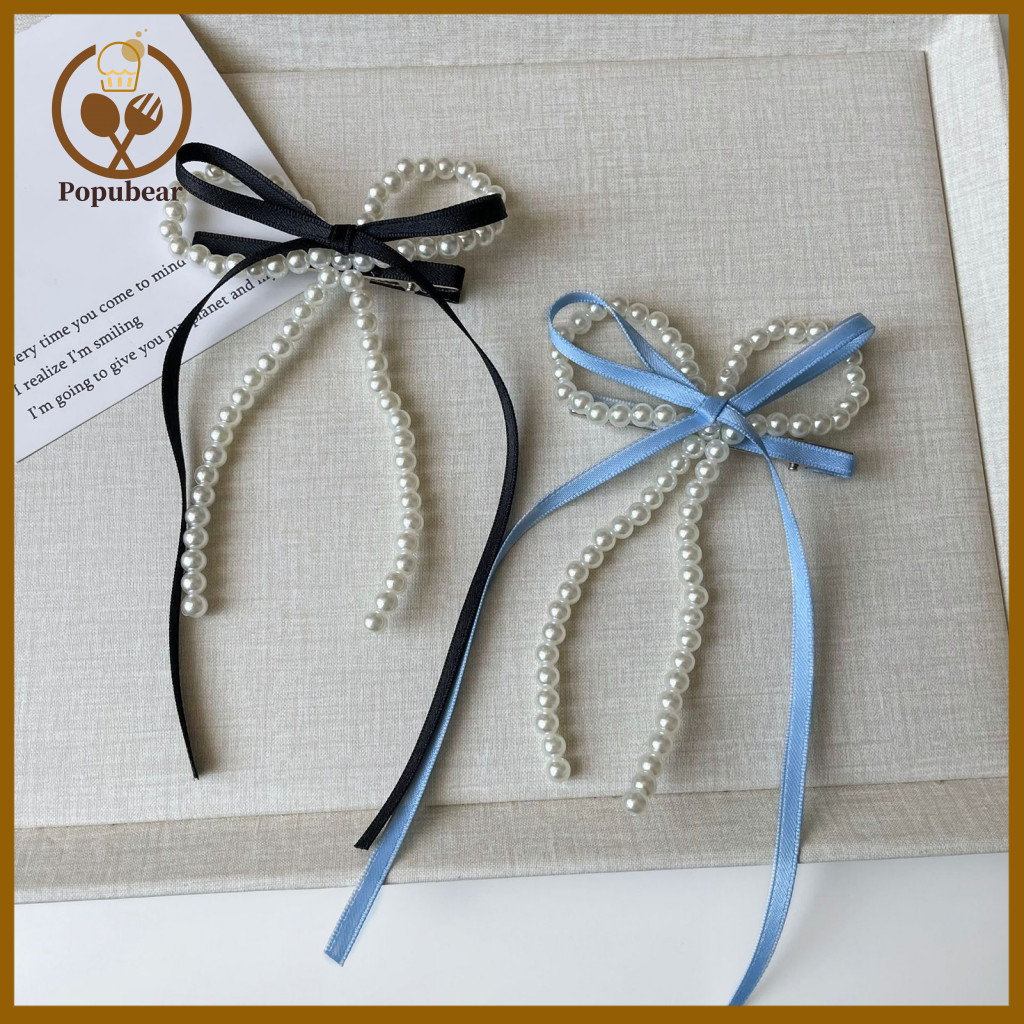 Cartoon Hair Clip Elegant Imitation Pearl Pin with Bowknot Design – Fade-resistant Decorative for Women and Girls Styl