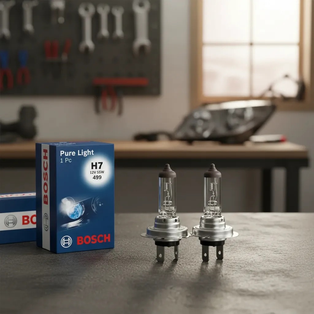 PAR DE LÂMPADA BOSCH ORIGINAL FAROL H7 HALÓGENA PURE LIGHT 55W 12V