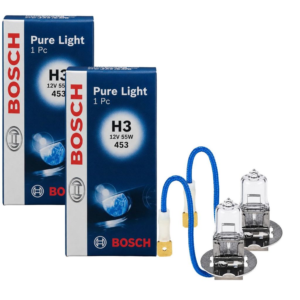 PAR DE LÂMPADA HALÓGENA BOSCH BI-IODO PURE LIGHT FAROL ALTO BAIXO NEBLINA H3 55W 12V