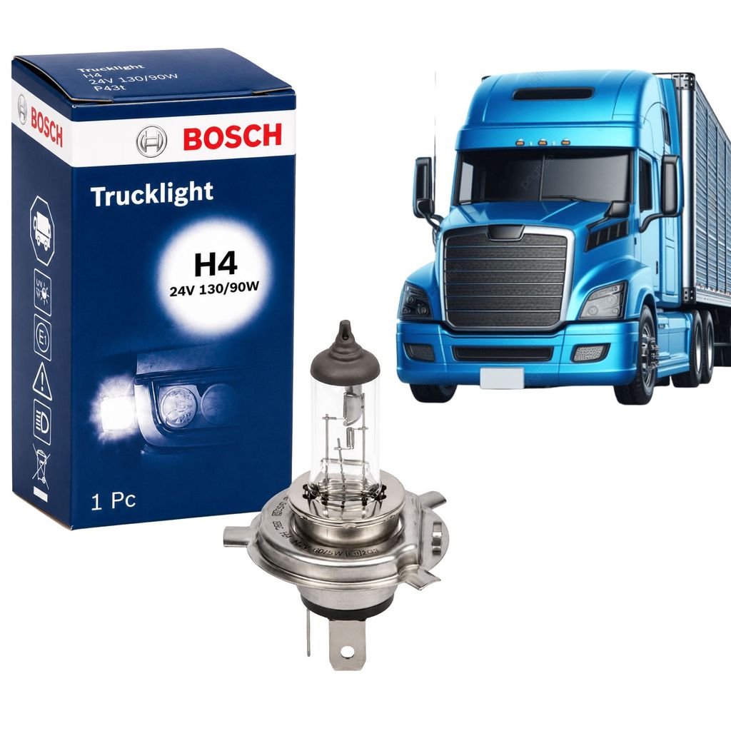 LÂMPADA BOSCH TRUCK LIGHT FAROL H4 130/90W CAMINHÃO ÔNIBUS 24V ORIGINAL REPOSIÇÃO