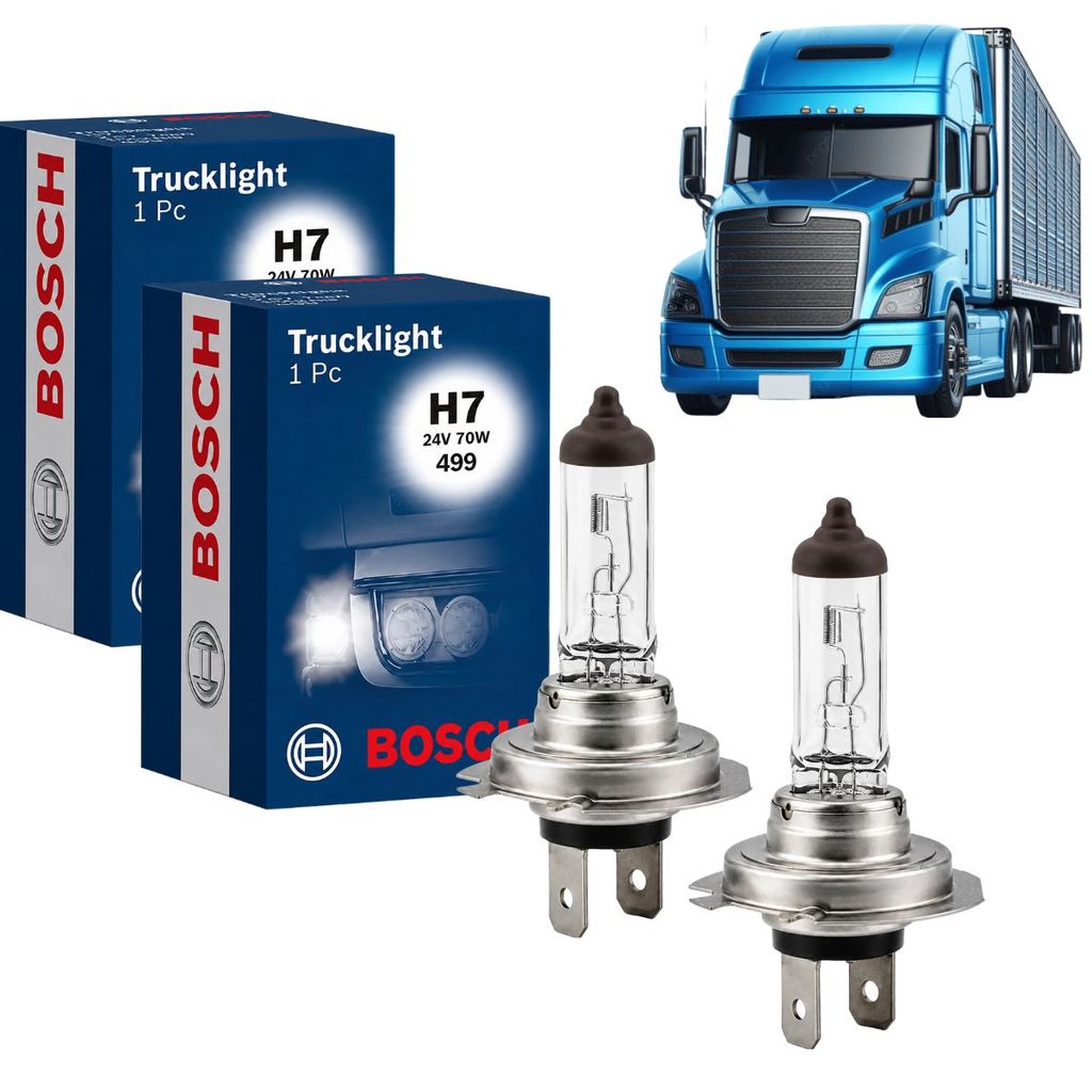 PAR DE LÂMPADA BOSCH HALÓGENA TRUCK LIGHT FAROL H7 70W 24V CAMINHÃO ÔNIBUS