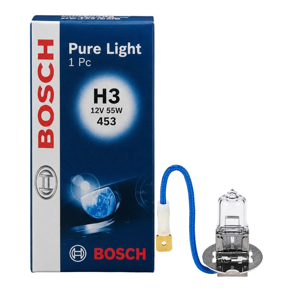LÂMPADA HALÓGENA BOSCH BI-IODO PURE LIGHT FAROL ALTO BAIXO E NEBLINA H3 55W 12V