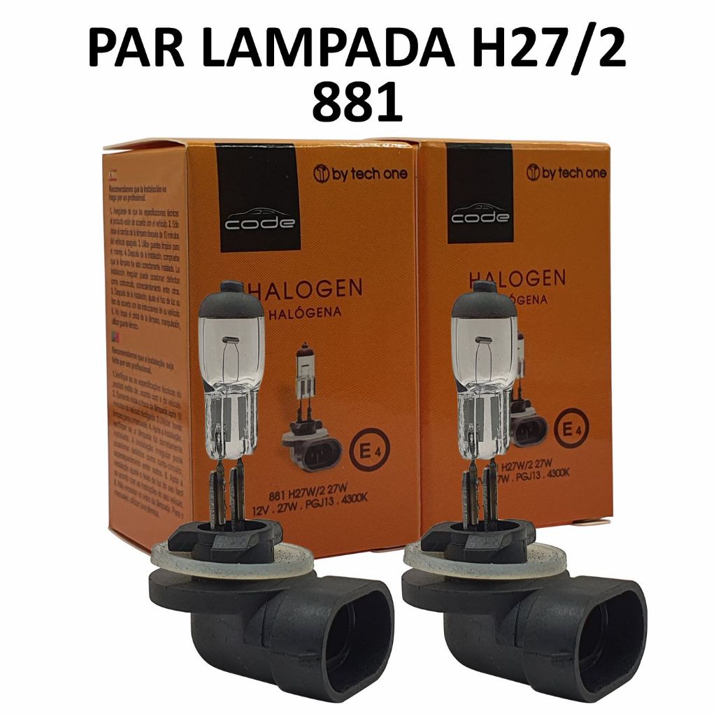 Par Lâmpada H27/2 881 Farol Neblina Auxiliares Carro