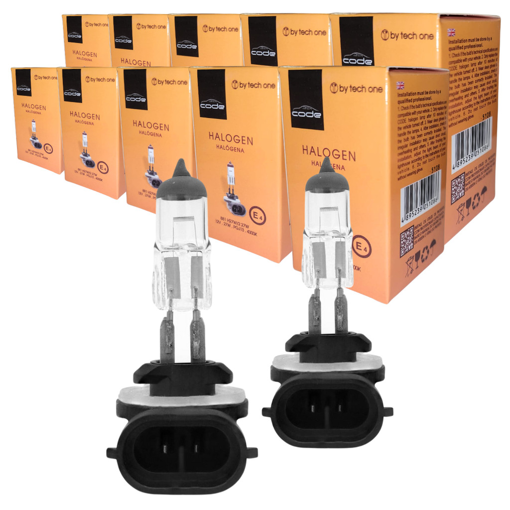 KIT 10 LAMPADA HALOGENA 12V CODE TECHONE 4300K H27 881 27W