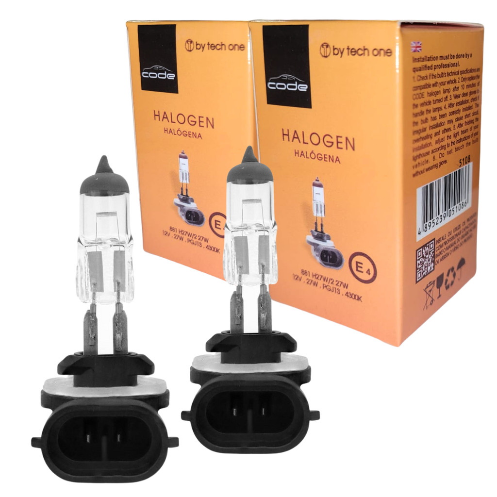 KIT 2 LAMPADA HALOGENA 12V CODE CAIXINHA 4300K H27 881 55W