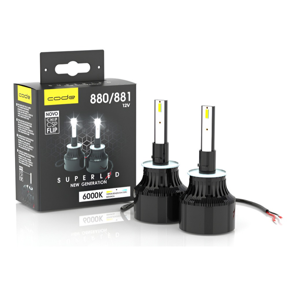 Kit Lâmpada Super Led Farol 880/881 9005/9006 H1 H3 H7 Tech one