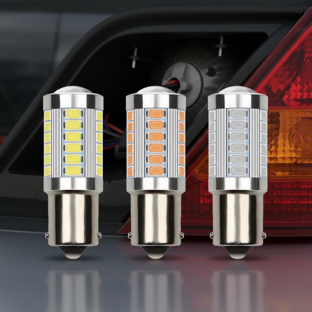 1 PC PY21W P21/5W 1156 Ba15s 1157 Bay15d Lâmpadas LED para Carro de Sinalização, Freio, Ré, Estacionamento 12V 33SMD