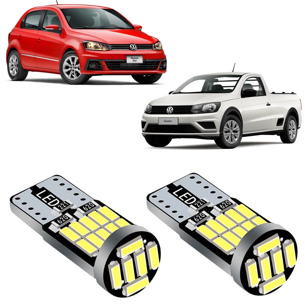 Pingo Led T10 Super Branco 6000k Volkswagen Gol Saverio Voyage Farol Interno Placa 5w 12v