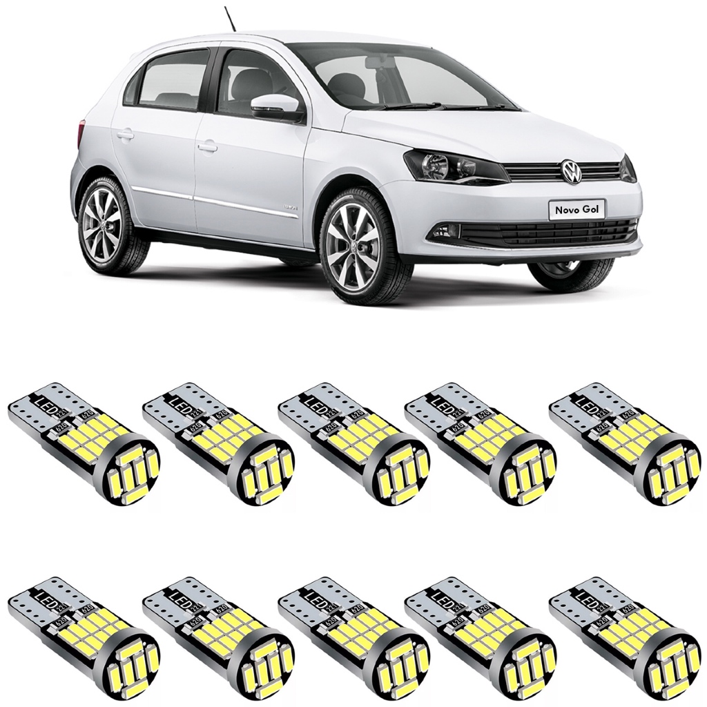 Led T10 Super Branco Volkswagen Gol Saveiro Voyage 6000k Efeito Xenon C Canceller 5w 26 leds por lâmpada
