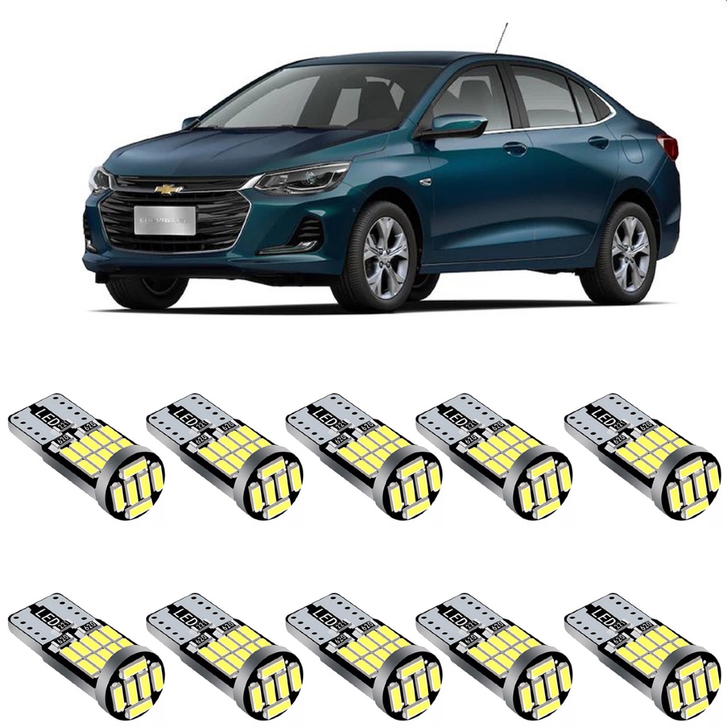 Pingo Led Super branco T10 Efeito Xenon 6000k Canceller GM Novo Onix e Onix Plus Tracker S10 Placa Interno