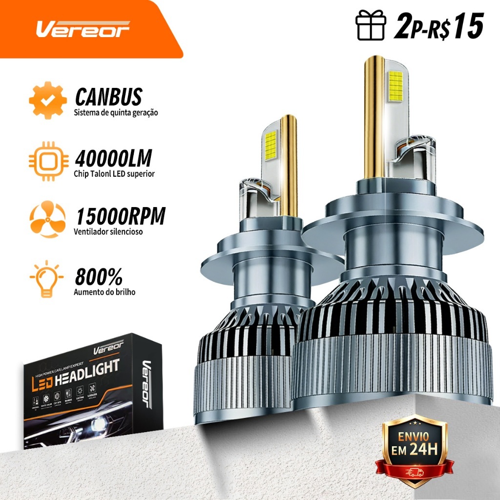 Par Lâmpada LED M70 40000LM 300W Compatível H4/H1/H3/H7/H11/9005/9006 6000K Super Brilhante Canbus