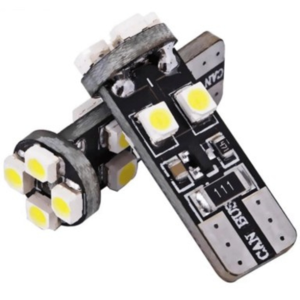 Par Lâmpada Led Pingão 12v 6W 6000k T10 C/Canceler Canbus Luz Lanterna Teto Placa Cor Branco Frio