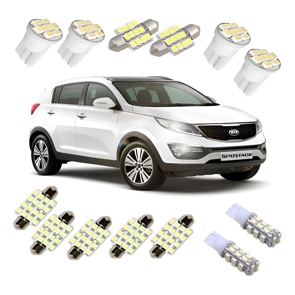 Kit Led Sportage 6000k Teto Placa Pingo Ré Torpedo Misto Branco 8500k