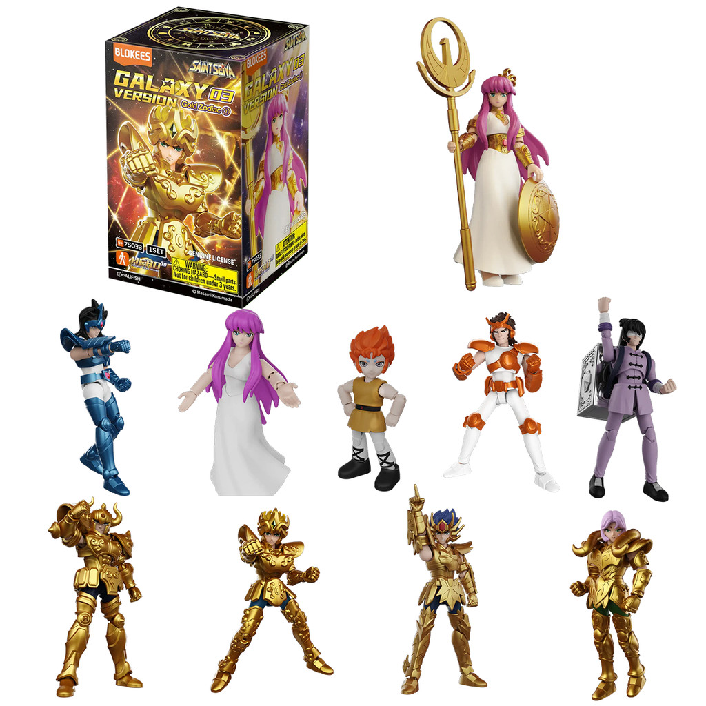 Boneco Articulado Montável Blokees Saint Seiya Galaxy Version 03 Gold Zodiac Colecionável Model Kit