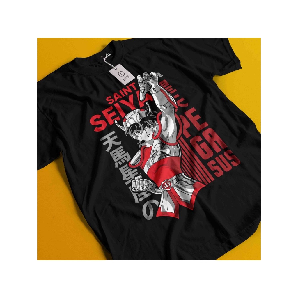Camiseta Saint Seiya Pegasus Knights Zodiac Anime Estampada Confortável Estilosa Moderna Casual