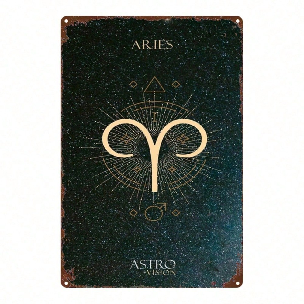 CIFbuy Áries Zodiac Metal Wall Art 8x12in Sinal De Constelação De Ferro