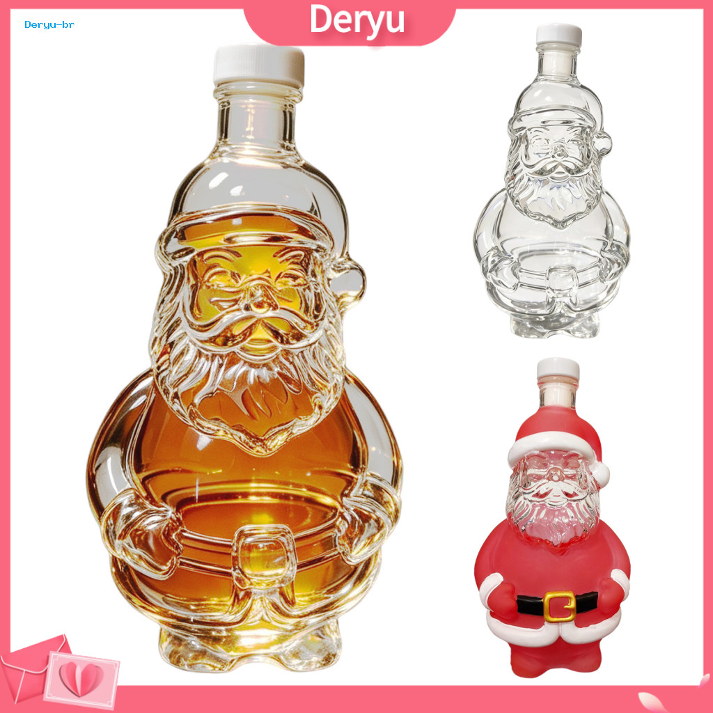 Decorative Glass Bottle Christmas Whiskey Decanter Santa Claus 320ml Festive Holiday Liquor Storage for Home Bar for Sou