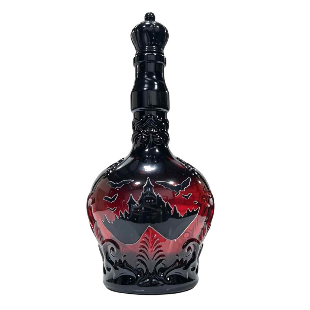 1200ml Halloween Bat Castle Whiskey Bottle with 320ml Vintage Glass Wine Cup – Decorative Liquor Decanter Flask for Ho