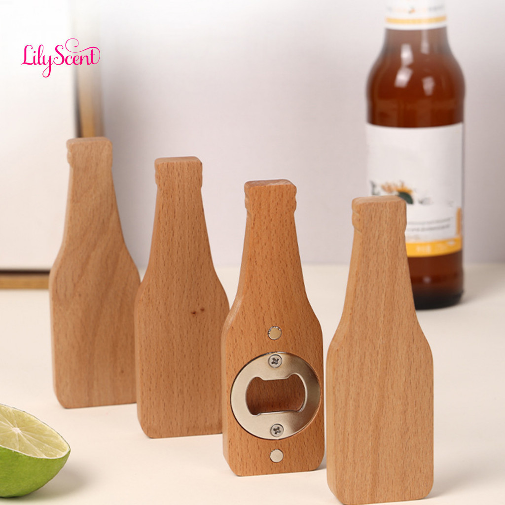 Bottle Opener Decorative Wooden Fridge Magnet – Beer Tool for Home Office Kitchen Locker Decoration Durable and Magnet
